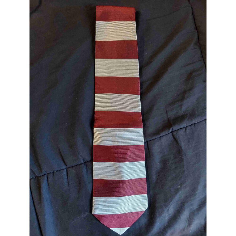 Villa Bugatti Burgundy Striped Tie Mens